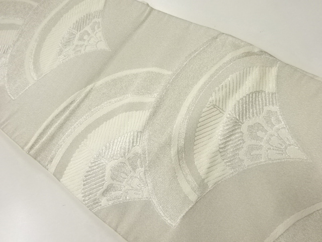 JAPANESE KIMONO / VINTAGE FUKURO OBI / SILK / WOVEN WAVE & FLOWER